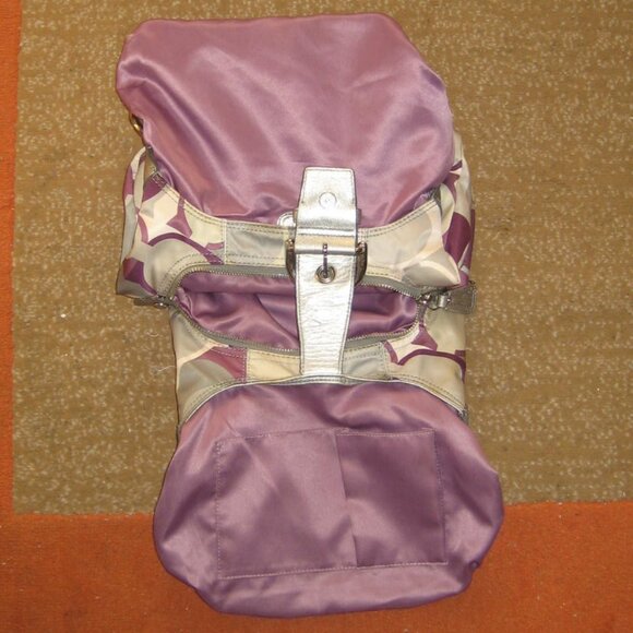Authentic COACH Soho Satin Scarf Print Bag, Purple Silver, ##F17406 - Picture 9 of 13